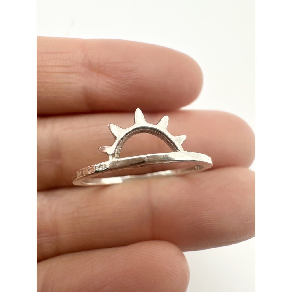 Pura Vida Sterling Silver Sunrise Ring Open Work Hammered Dainty size 6.75